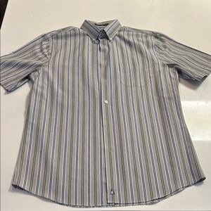 Nordstrom Men’s Brown Blue and White Striped Button Down Shirt